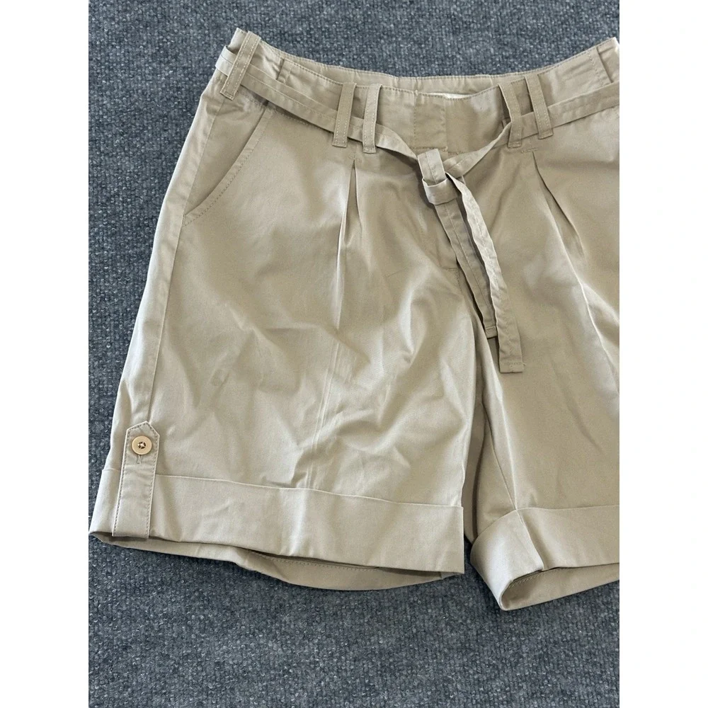 J. Jill Women's Genuine Fit At Waist High Rise Cuffed Khaki Shorts Size 6T